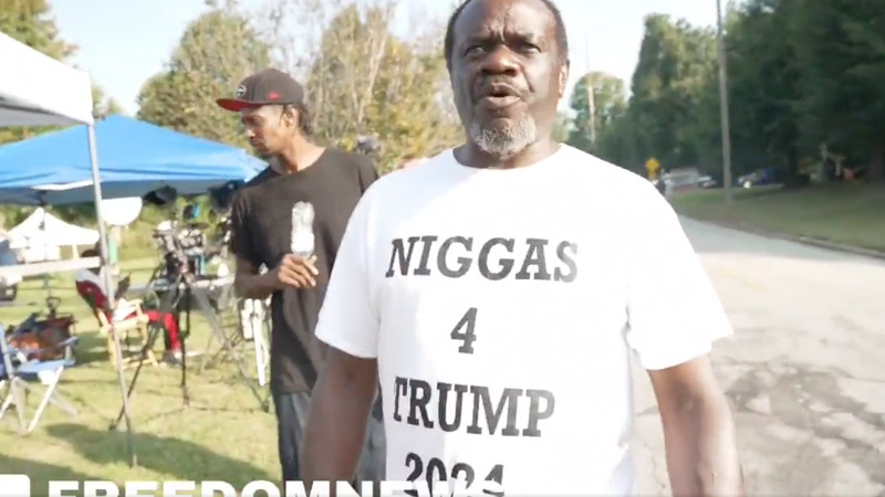 Black Man Wearing ‘Niggas 4 Trump’ Shirt: Charges Against Trump ‘All Bullsh*t,’ Fani Willis ‘Full of Sh*t’