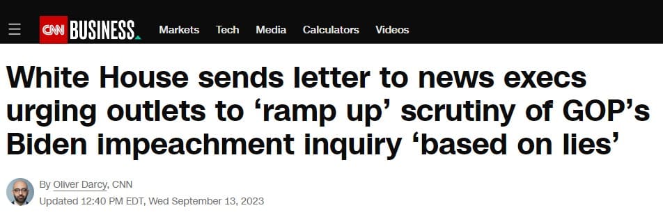 YubNub News        | Biden Regime Issues Marching Orders to Mainstream Media Cranks Over Impeachment Coverage: “It’s Time for the Media to Ramp Up Its Scrutiny of House Republicans”