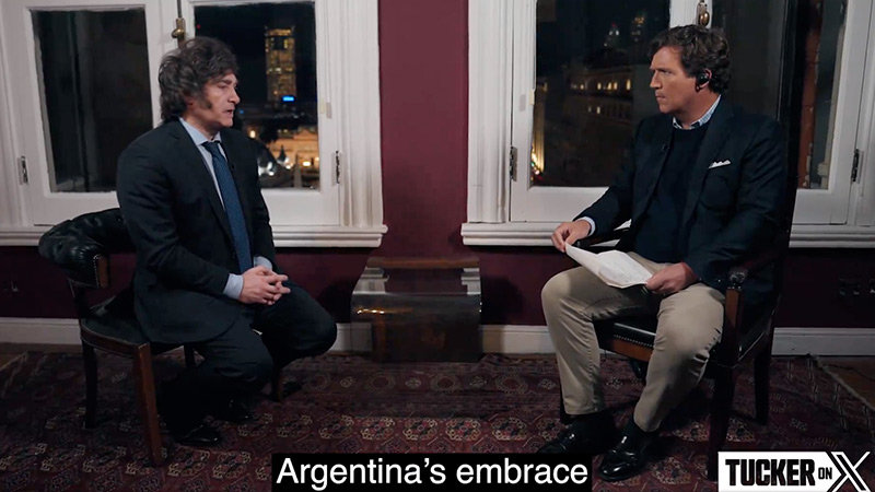 Watch: Argentinian Presidential Hopeful Javier Milei Sits Down With Tucker To Discuss Globalism, Populism & Much More