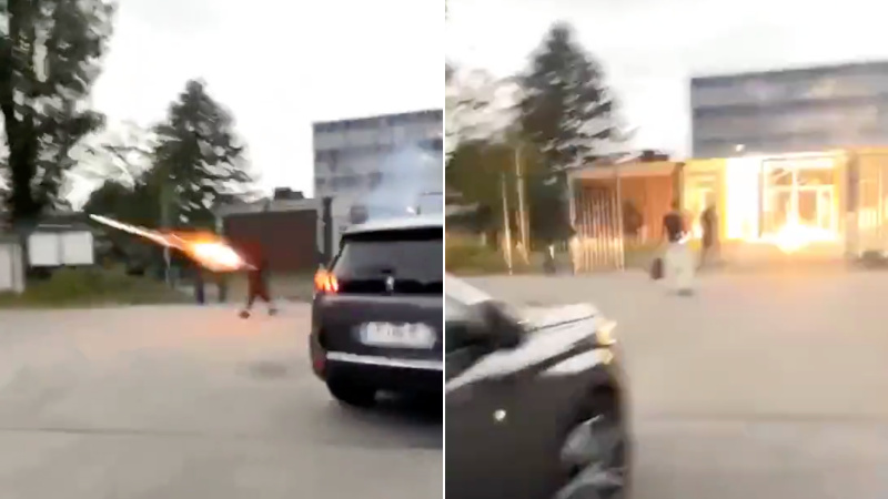 France: Hooded Suspect Launches Explosives at High School as Students Scatter