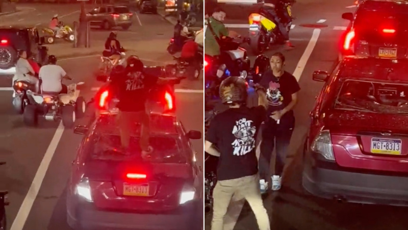 Shock Video: Armed Biker Destroys Car With Family Inside as Motorcycle Rowdies Swarm Philly Streets