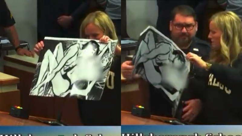 Watch: Cop Stops Mom from Showing Graphic Images from Book Available in School Library to School Board
