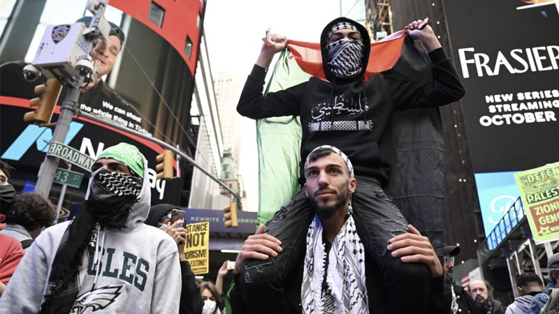 Watch: Democratic Socialists of America Host Rally in Times Square in Support of Hamas Attack on Israel