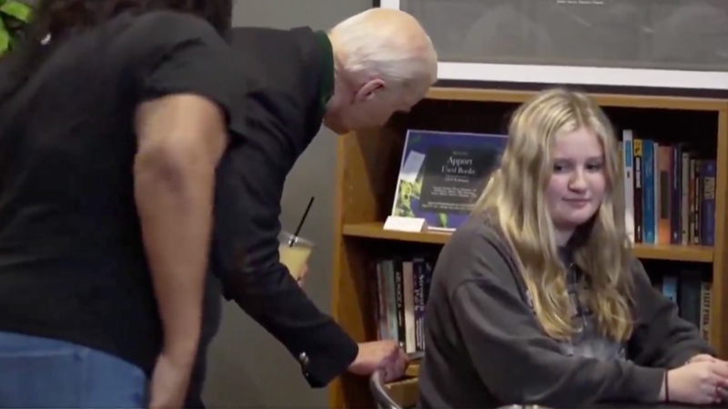Watch: Young Girl Recoils from Creepy Biden as He Whispers to Her Inside Coffee Shop
