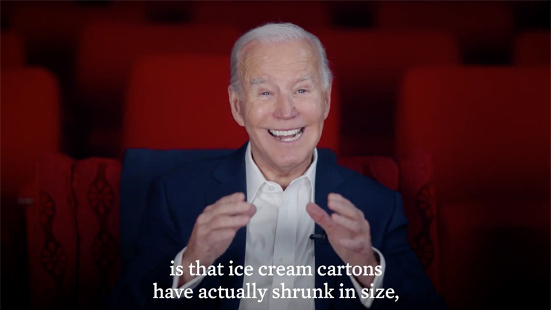 WATCH: Biden Blames Companies for “Shrinkflation” In Awkward Super Bowl Promo