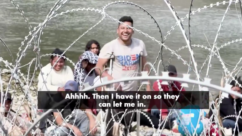 Watch: Border Invader Sporting ‘Biden-Harris’ Shirt Claims Campaign Gear Should Expedite Illegal Entry