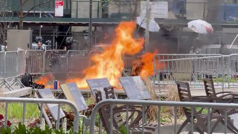 Breaking: Person Sets Self On Fire Outside of Trump NYC Trial