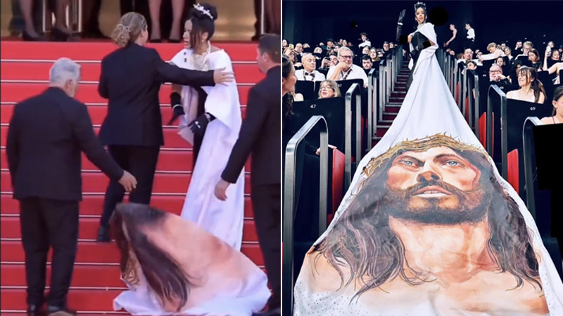 Watch: Actress Scolds Security Guards Trying to Hide Jesus Face on Her Dress at Cannes Film Festival