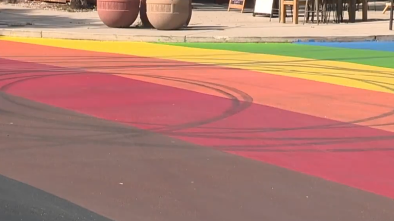 Florida Police Searching For Person Who Did Donuts On LGBT Flag Street Mural