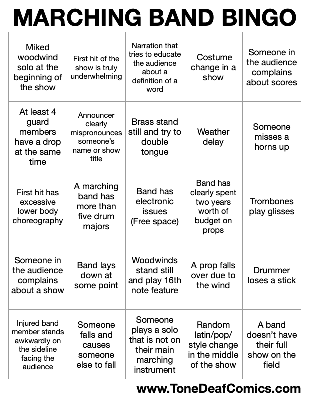Marching Band Bingo – Tone Deaf